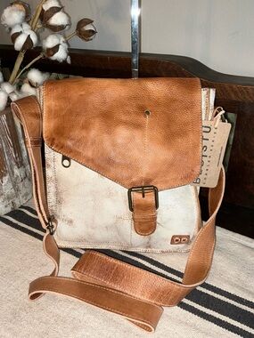 NWT Bed Stu Leather Venice Beach Crossbody Nectar Tan Rustic Retail $240
